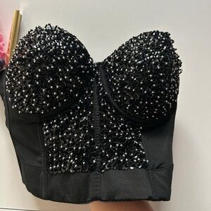 Bedazzled crop top bustier sequins beads beaded corset top  Brand love culture
